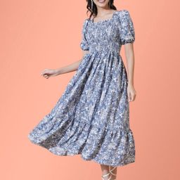 Femvy Floral Print Applique Fit & Flare Midi Dress-picture-44