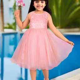Toonyport Girls Floral Embroidered Sequined Net Tulle Fit & Flare Dress-picture-13