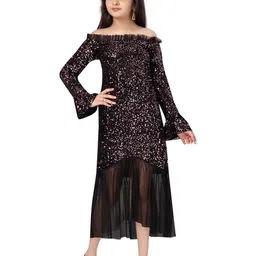BAESD Embellished Sequinned Off-Shoulder A-Line Midi Dress-8