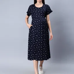NIGHTSPREE Abstract Print Maternity Fit & Flare Midi Dress-picture-19