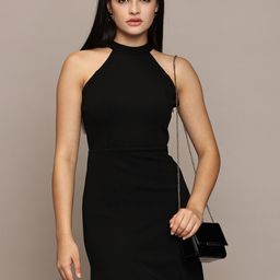 French Connection Halter Neck Crepe Sheath Midi Dress-image-32