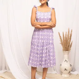 FIORRA Floral Print Fit & Flare Midi Dress-picture-49