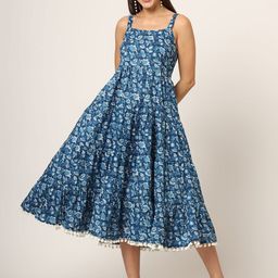 Divena Floral Print Cotton Fit and Flare Midi Dress-picture-50