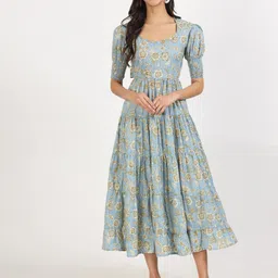Divena Floral Printed Fit & Flare Midi Dress-image-27