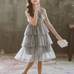 StyleCast Girls Grey Embellished Fit & Flare Party Midi Dress-image-42