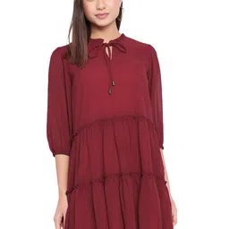 ALL WAYS YOU Tie-Up Neck Tiered Fit & Flare Midi Dress-image-70