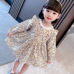 StyleCast Girls Beige & Brown Floral Printed Fit & Flare Cotton Dress-image-77