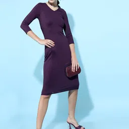 Tokyo Talkies Purple & shadow purple Sheath Dress-image-41