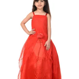 Samsara Couture Red Solid Net Dress-picture-6