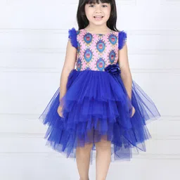 Toy Balloon kids Blue & Pink Floral Printed Net Dress-image-60