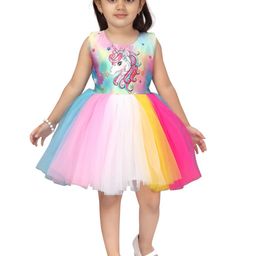 Aarika Girls Multicoloured Self Design Net Dress-picture-24