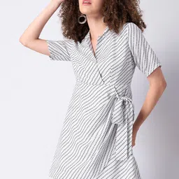 FabAlley White Striped Dress-13