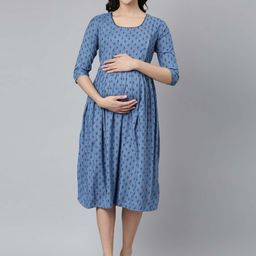 GOLDSTROMS Printed Maternity Fit & Flare Dress-image-63