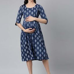 GOLDSTROMS Ethnic Motifs Printed Maternity Fit & Flare Ethnic Dress-image-39
