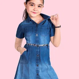 Naughty Ninos Girls Shirt Collar Pocket Details Pure Cotton Shirt Dress-image-90