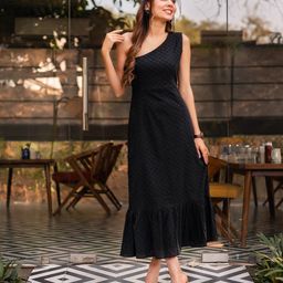 Calmna One Shoulder Cotton A-Line Dress-image-20