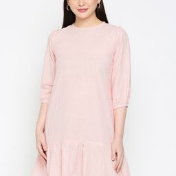 Kuber Studio Pink Striped A-Line Dress-image-35