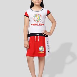 BAESD Girls Graphic Printed Tie up Detailed A Line Dress-2