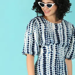 UNLIMITED Printed Puff Sleeves A-Line Midi Dress-picture-30