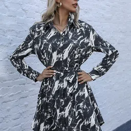 StyleCast Black Abstract Printed Shirt Dress-picture-16