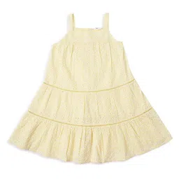 Marks & Spencer Girls Self Design Shoulder Straps Tiered Cotton A-Line Dress-image-71