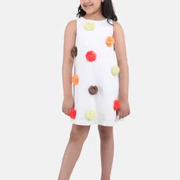 One Friday Girls Pom Pom Embellished A-Line Dress-image-12