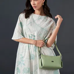 AND Floral Printed Boat Neck Pure Cotton Mini A-Line Dress-34