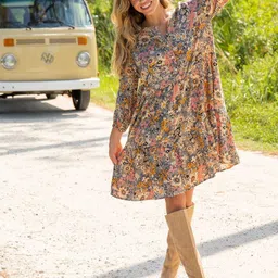 PIMU Floral Print A-Line Dress-image-1