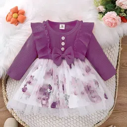 BAESD Girls Floral Printed Ruffled Fit & Flare Dress-39