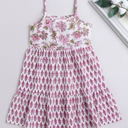 The Magic Wand Shoulder Strap Floral Print A-Line Cotton Dress-image-96