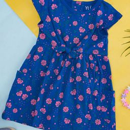 YU by Pantaloons Girls Floral Printed Cap Sleeves Pure Cotton A-Line Dress-image-60
