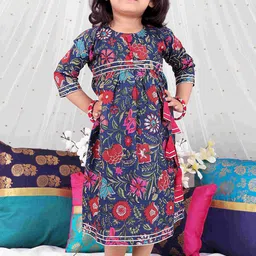 KID1 Girls Floral Printed Cotton A-Line Midi Ethnic Dress-image-66
