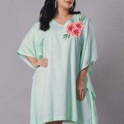 LetsDressUpFloral Printed Curved Kimono Sleeves Kaftan Dress-32