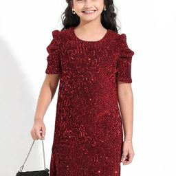 Hola Bonita Girls Embellished Peplum Dress-image-21