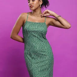 Tokyo Talkies Floral Printed Shoulder Straps Sheath Dress-image-60