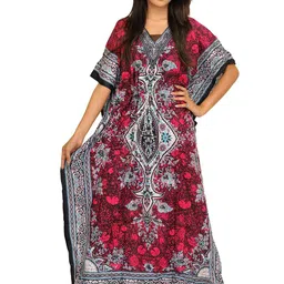 Exotic India Floral Printed Kimono Sleeves Cotton Sheath Dress-image-17