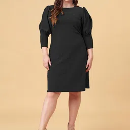 Curvy Lane Puff Sleeves Sheath Dress-image-11