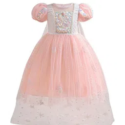 StyleCast x Revolte Girls Pink & White Self Design Round Neck Gown Maxi Dress-66