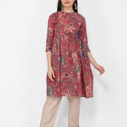 NAVIYATA Ethnic Motifs Printed Angrakha Kurta with Trousers-40
