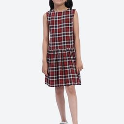 ShilpShakti Girls Checked Cotton Drop-Waist Dress-image-78