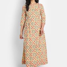 SUTI Yellow Floral Printed Maxi Dress-image-15