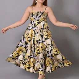 IQRAAR Multicoloured Floral Maxi Dress-image-67
