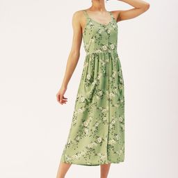 DressBerry Floral Printed A-Line Midi Dress-image-5