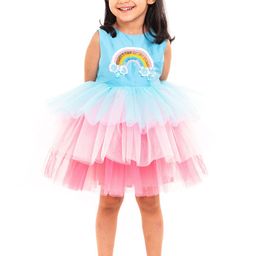 A Little Fable Blue & Pink Net Dress-image-99