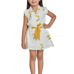 Peppermint Mustard Yellow & White Floral Shirt Dress-picture-3