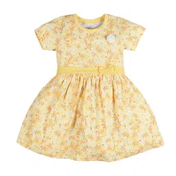 PLUM TREE Kids-Girls Yellow Floral Bow Dress-image-5