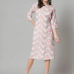 PowerSutra Geometric Print Crepe A-Line Dress-picture-4