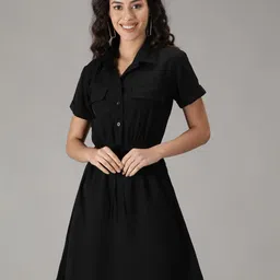 smisingbee Crepe A-Line Dress-image-31
