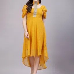 aayu High Neck Short Sleeves Georgette Maxi Dress-picture-19