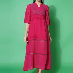 BAESD Ethnic Motifs Georgette Empire Midi Dress-image-37